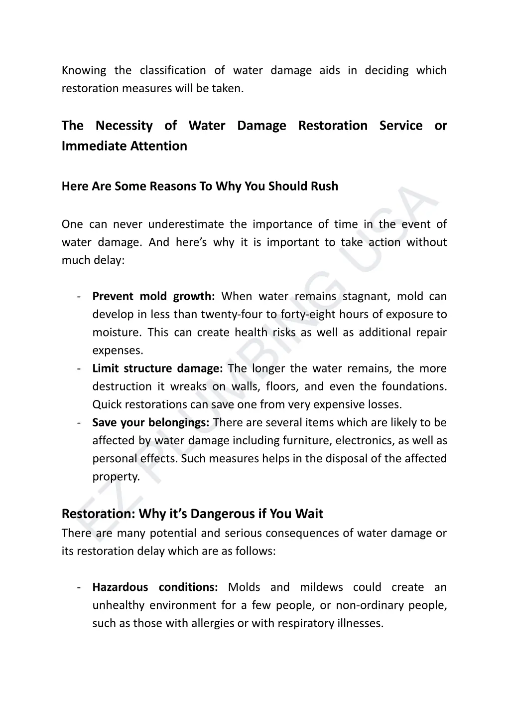 knowing the classification of water damage aids