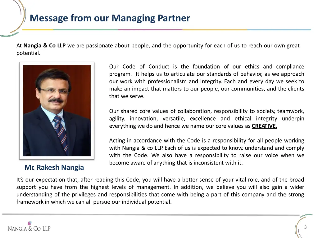 message from our managing partner