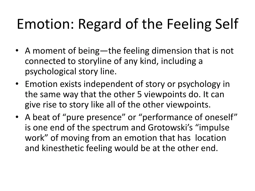 emotion regard of the feeling self