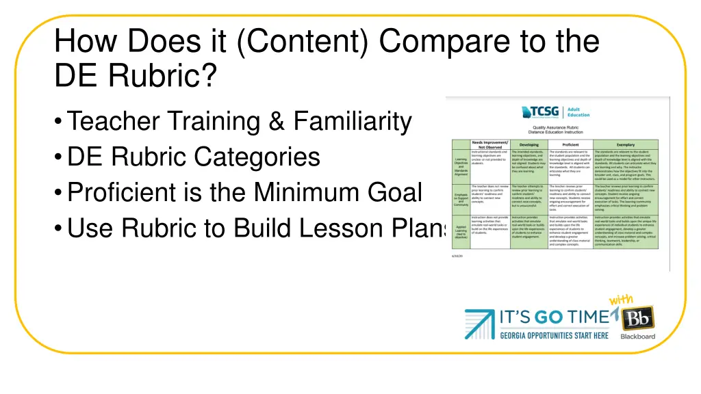 how does it content compare to the de rubric