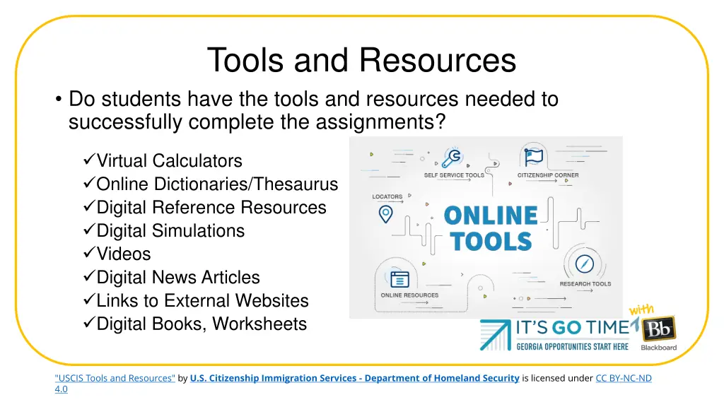 tools and resources do students have the tools