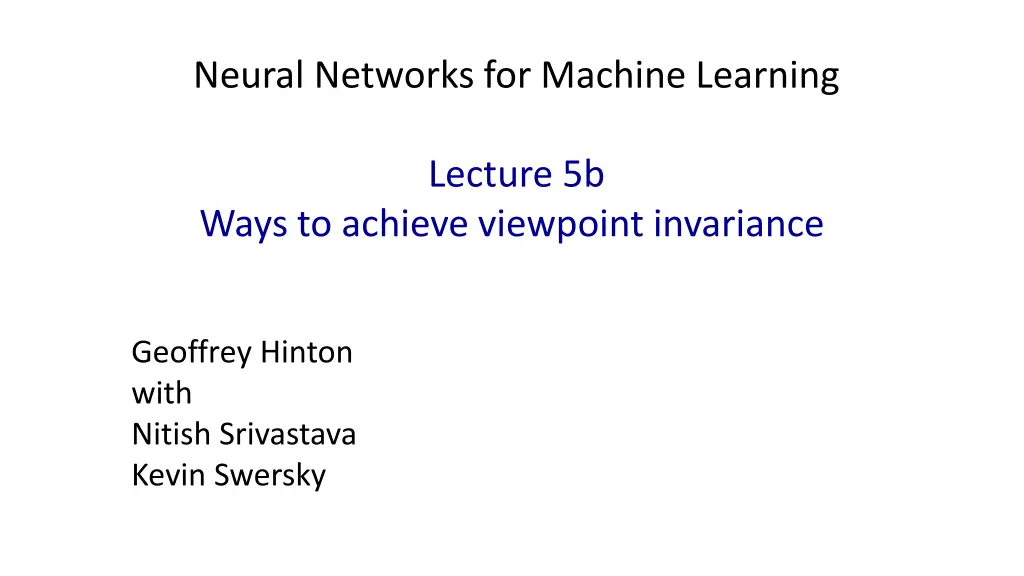 neural networks for machine learning 1