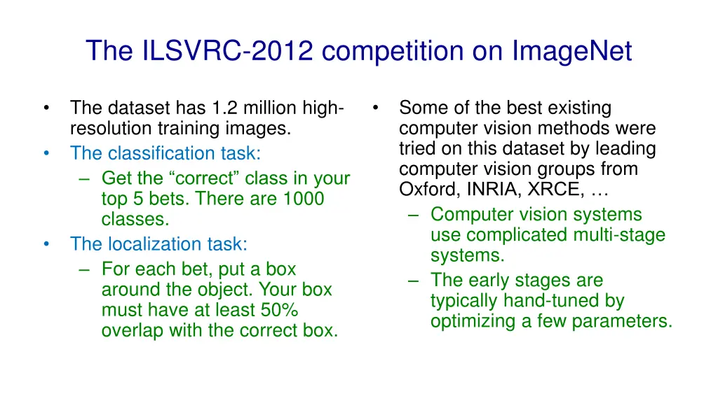 the ilsvrc 2012 competition on imagenet