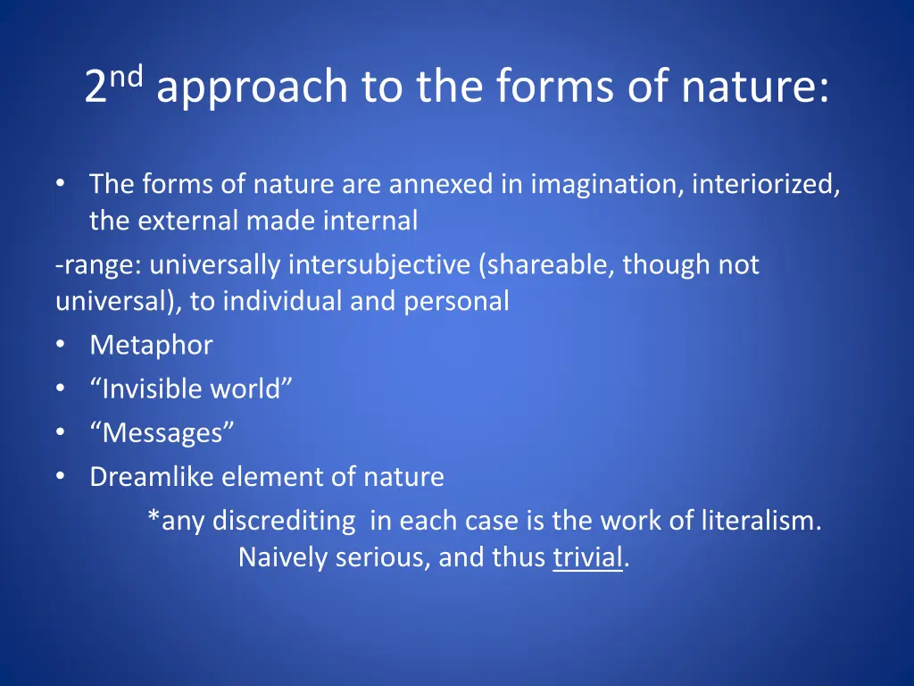 2 nd approach to the forms of nature