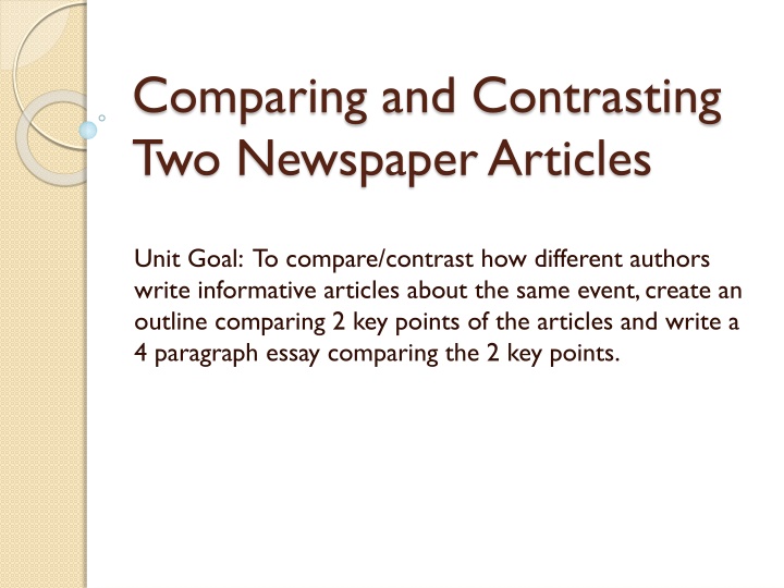 comparing and contrasting two newspaper articles