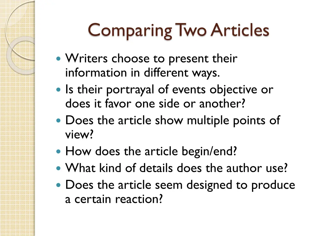 comparing two articles