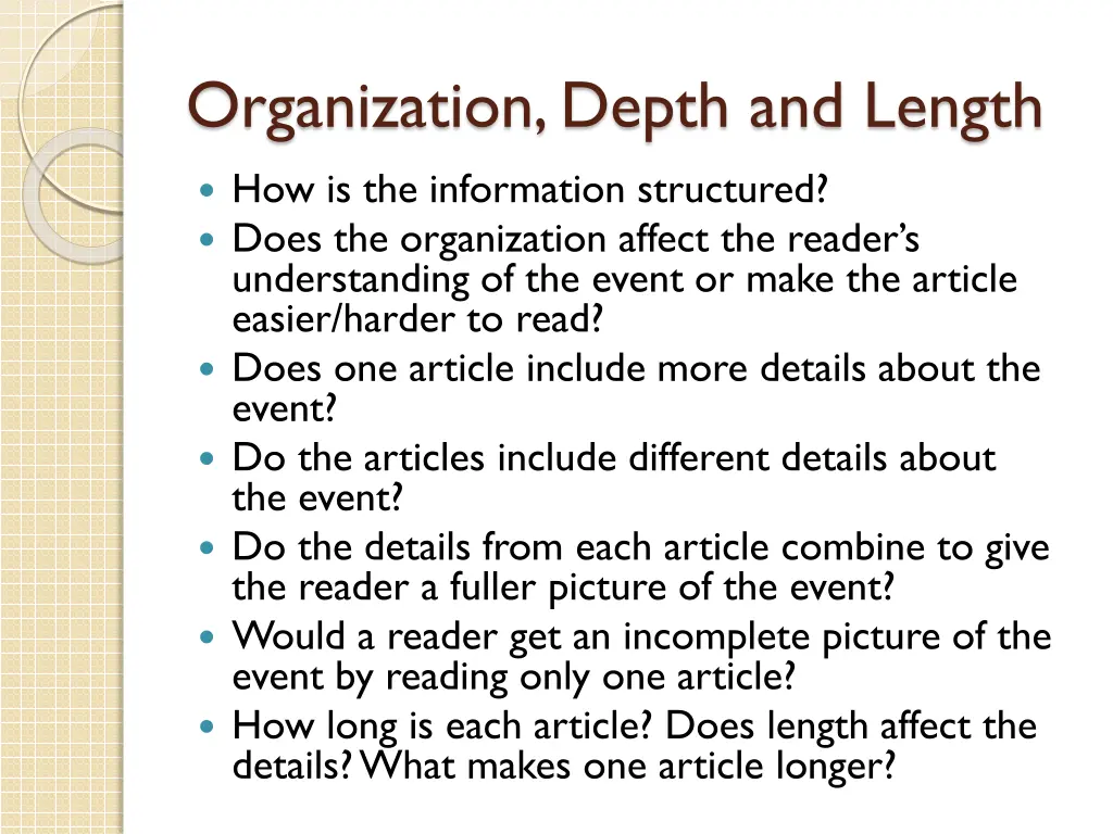 organization depth and length