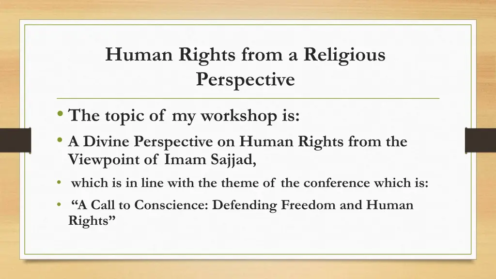 human rights from a religious perspective