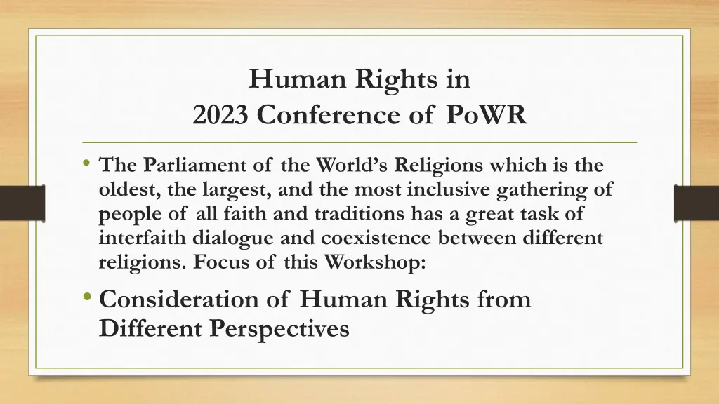 human rights in 2023 conference of powr