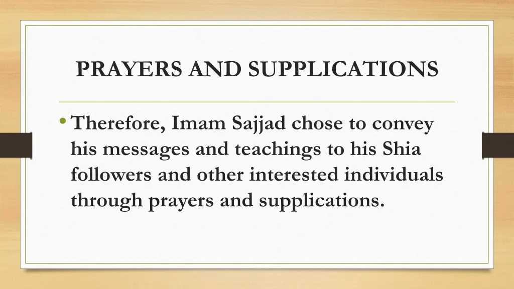 prayers and supplications