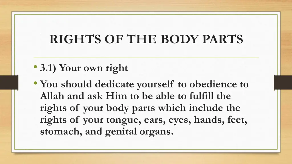 rights of the body parts