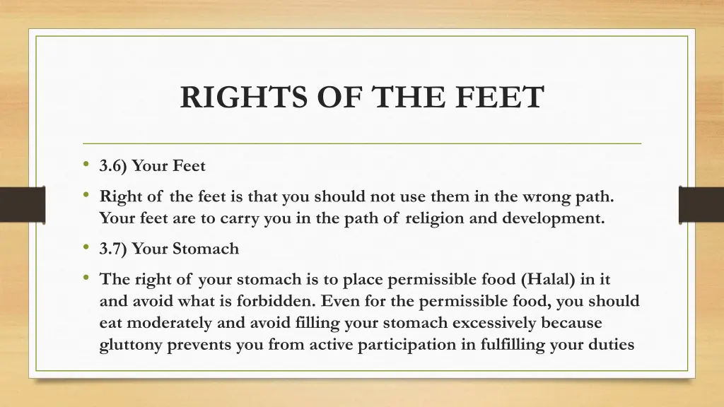 rights of the feet