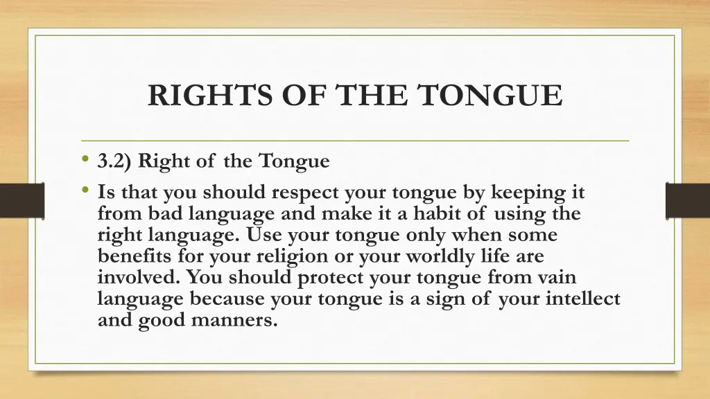 rights of the tongue