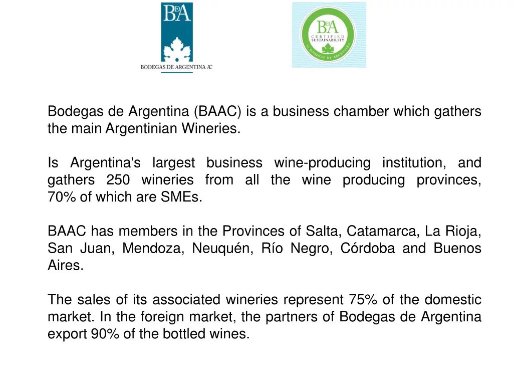 bodegas de argentina baac is a business chamber