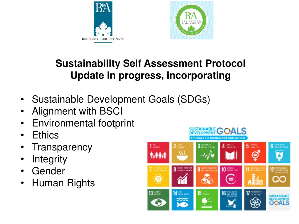 sustainability self assessment protocol update