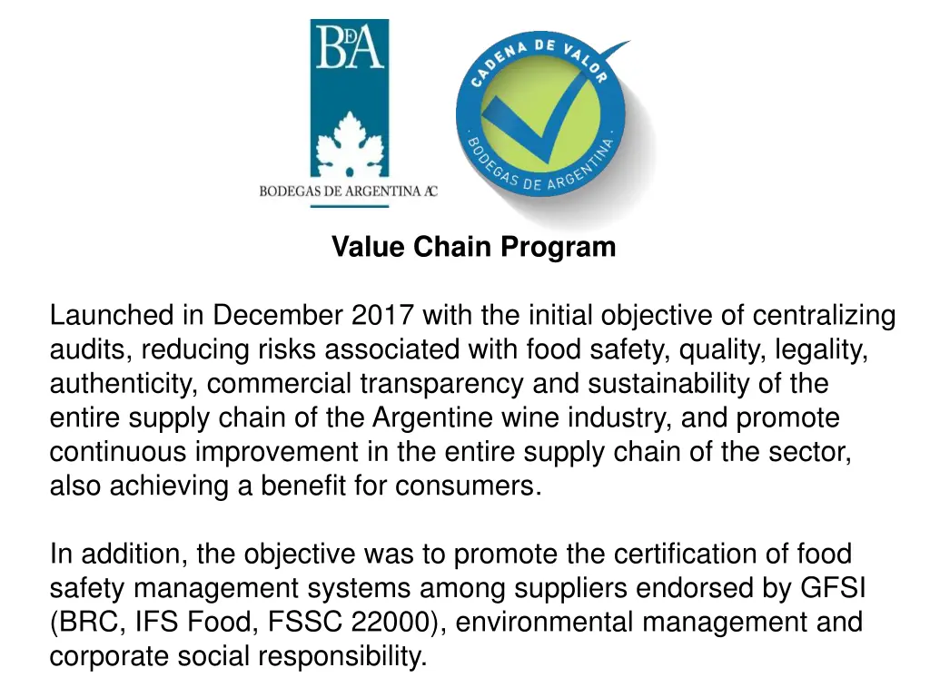 value chain program