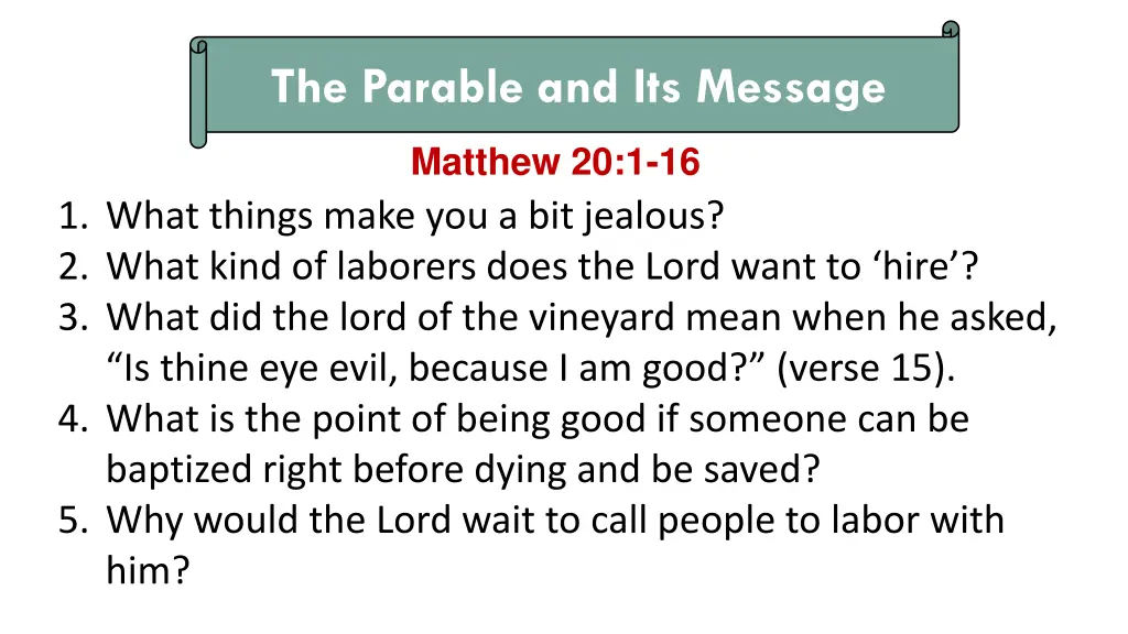 the parable and its message