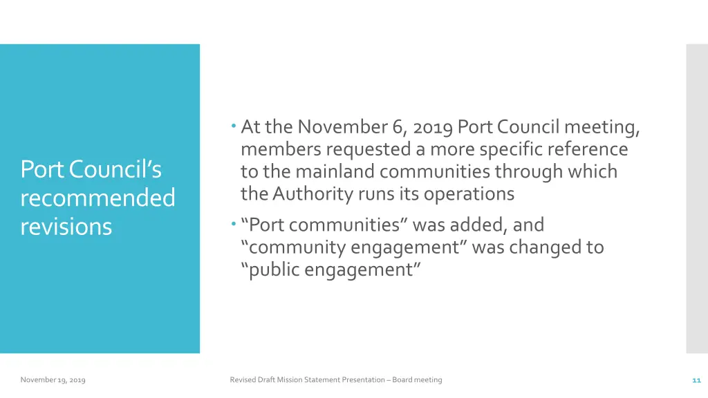 at the november 6 2019 port council meeting