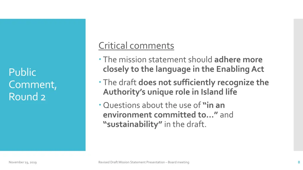 critical comments the mission statement should