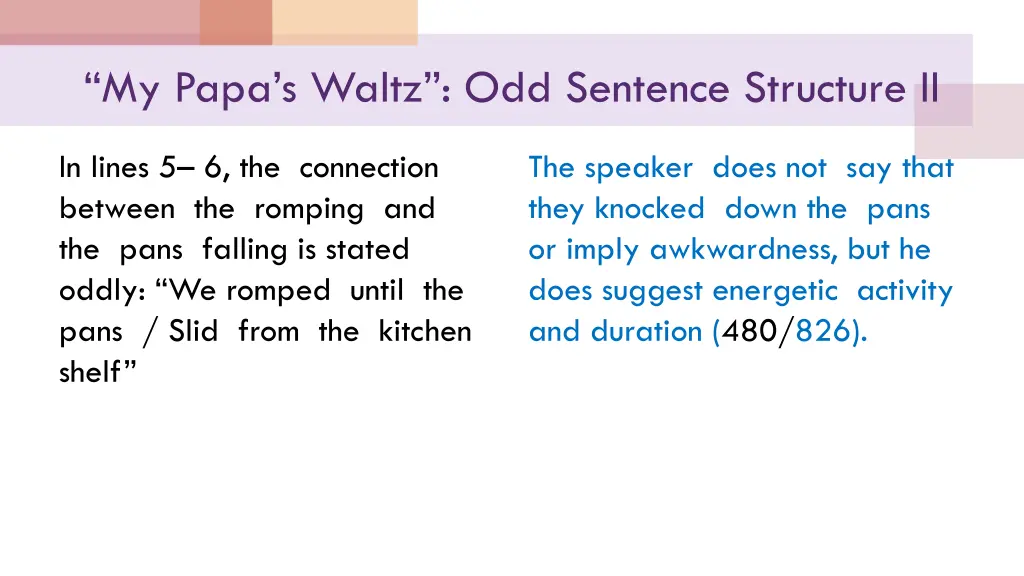 my papa s waltz odd sentence structure ii