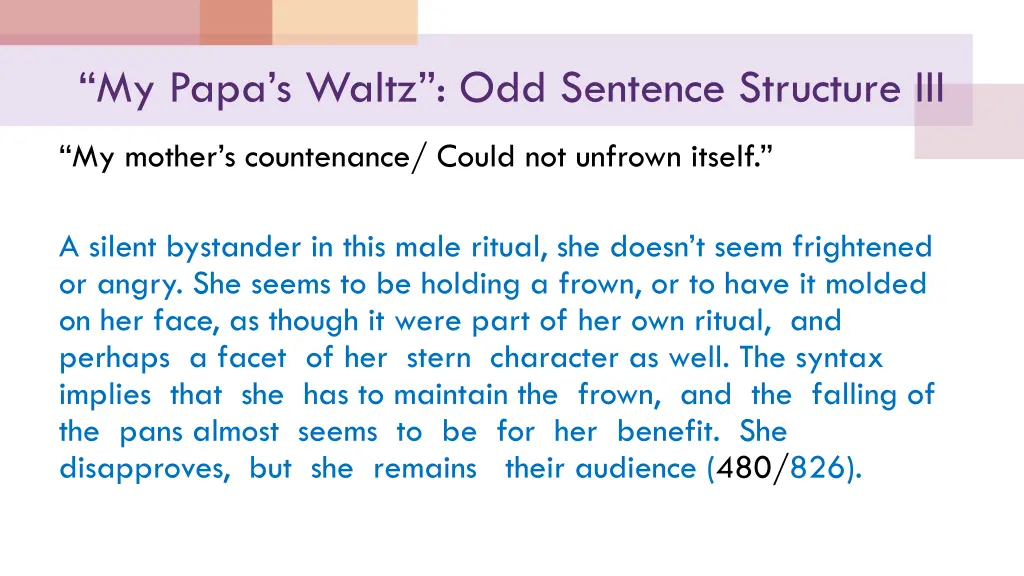 my papa s waltz odd sentence structure iii