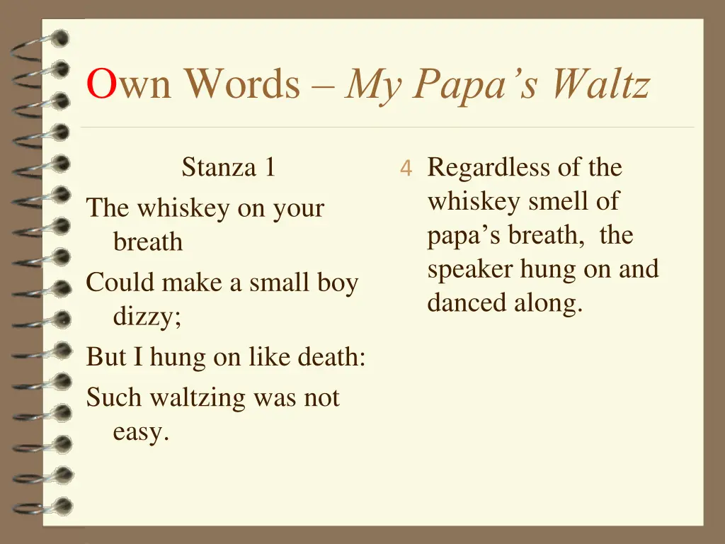 own words my papa s waltz