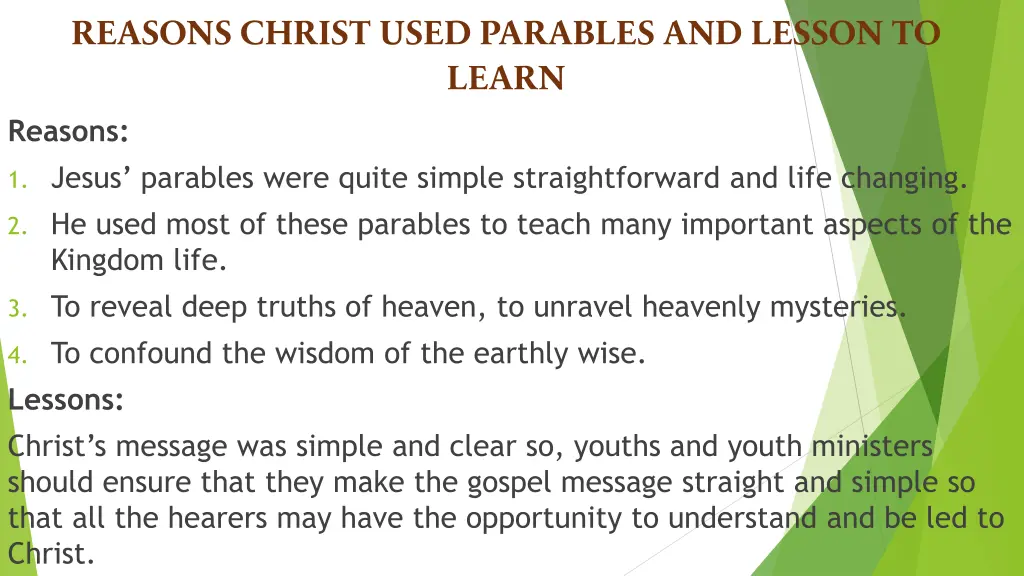 reasons christ used parables and lesson to learn