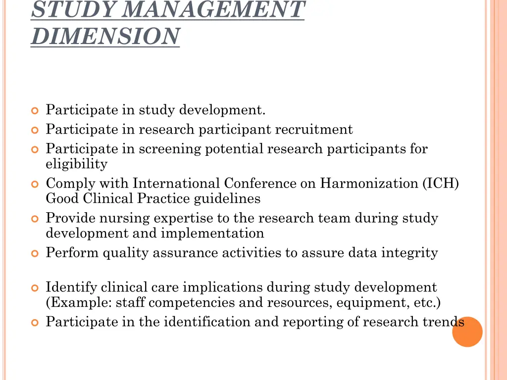 study management dimension