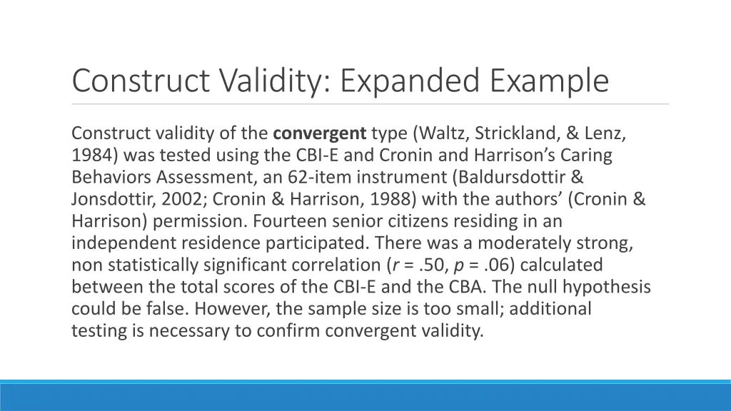 construct validity expanded example