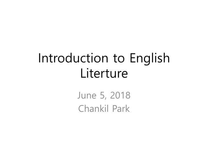 introduction to english literture