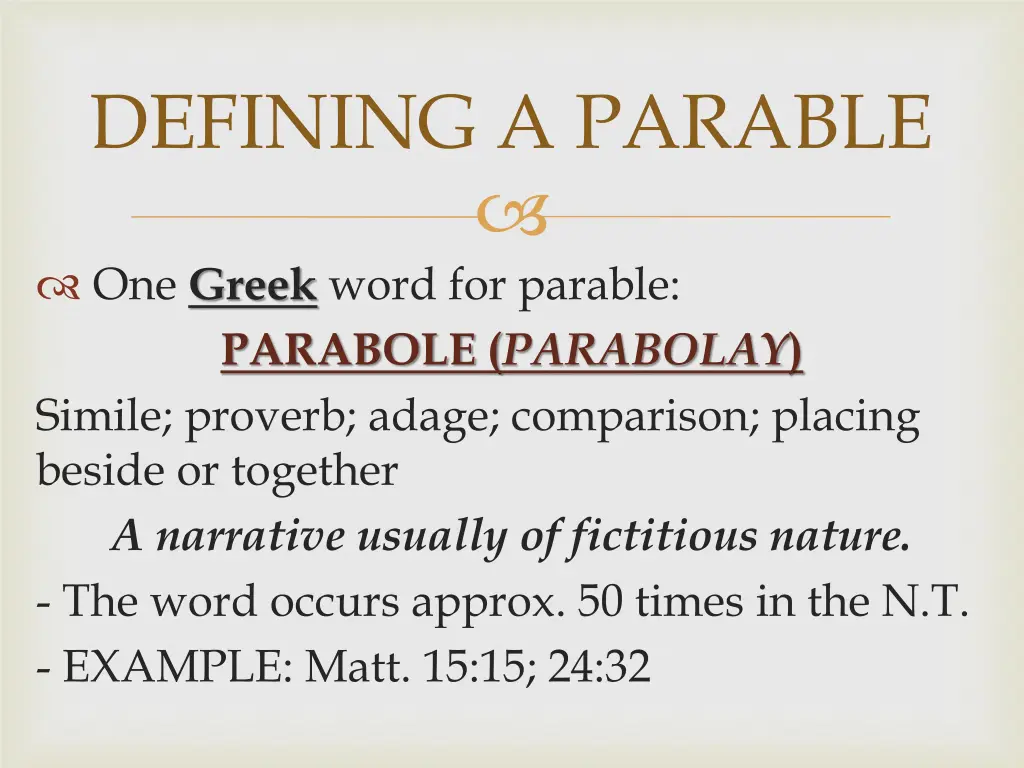 defining a parable 1