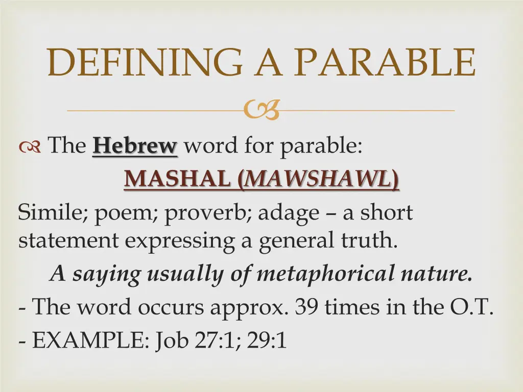 defining a parable