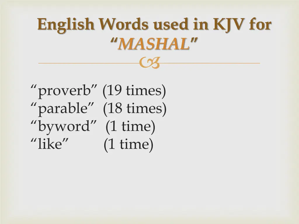 english words used in kjv for mashal