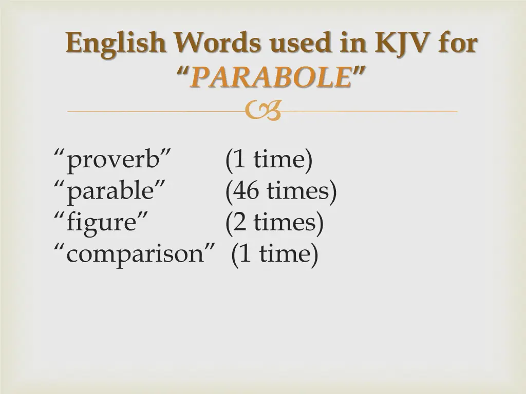 english words used in kjv for parabole