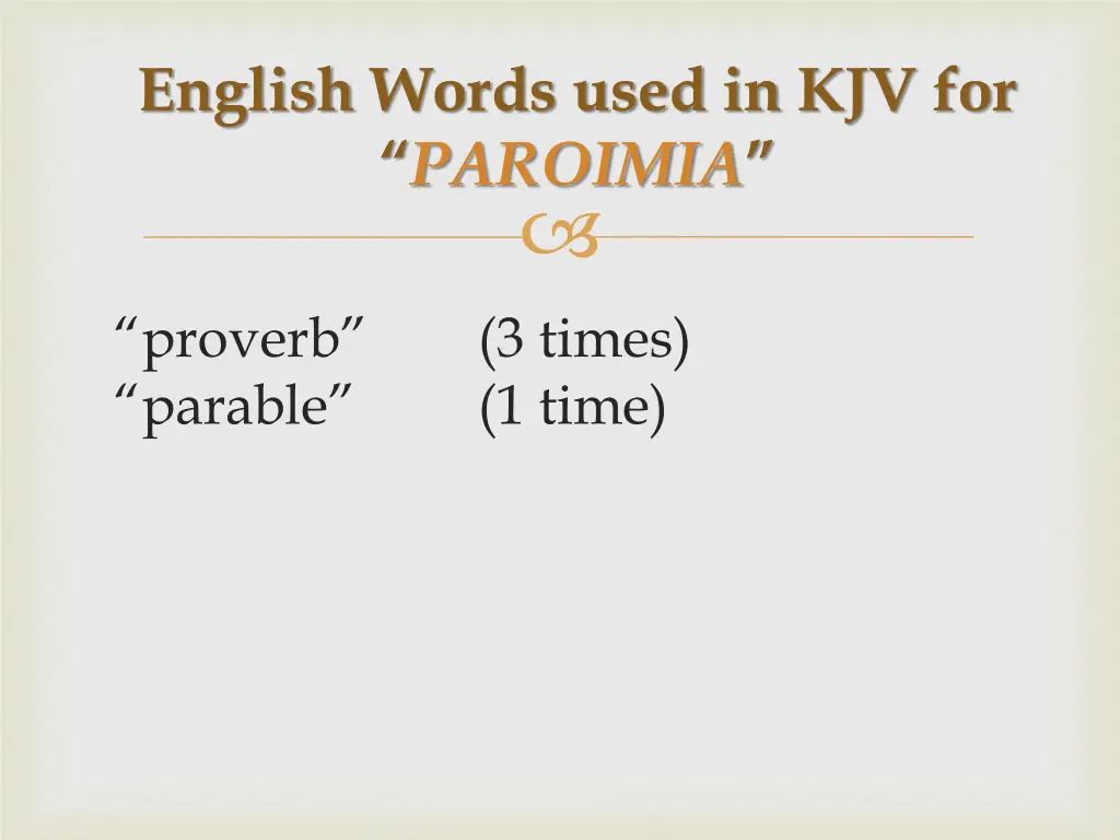 english words used in kjv for paroimia