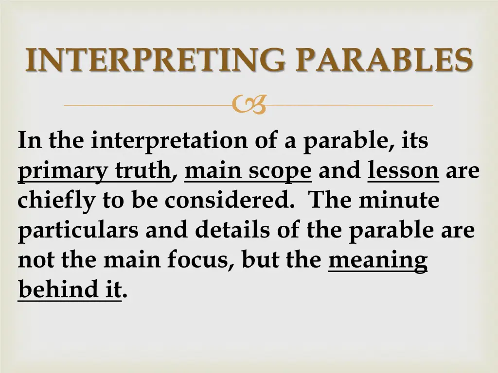 interpreting parables 1