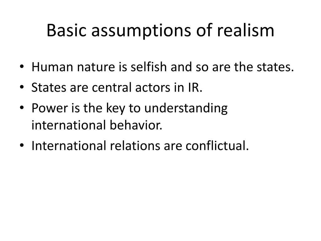 basic assumptions of realism