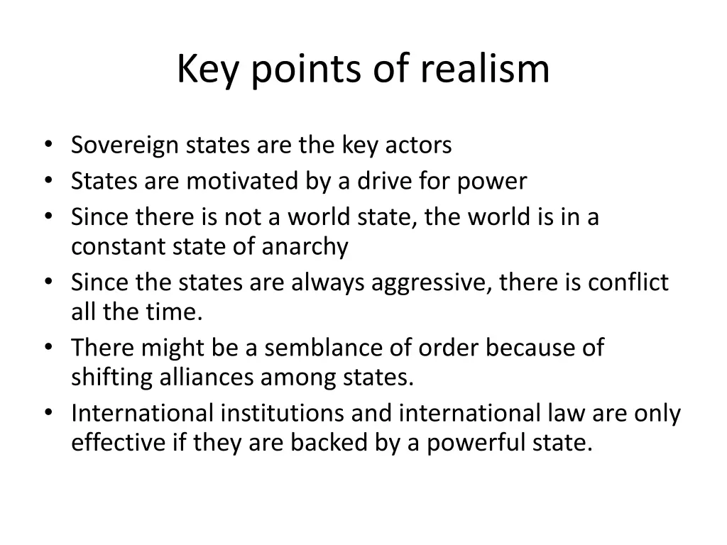 key points of realism