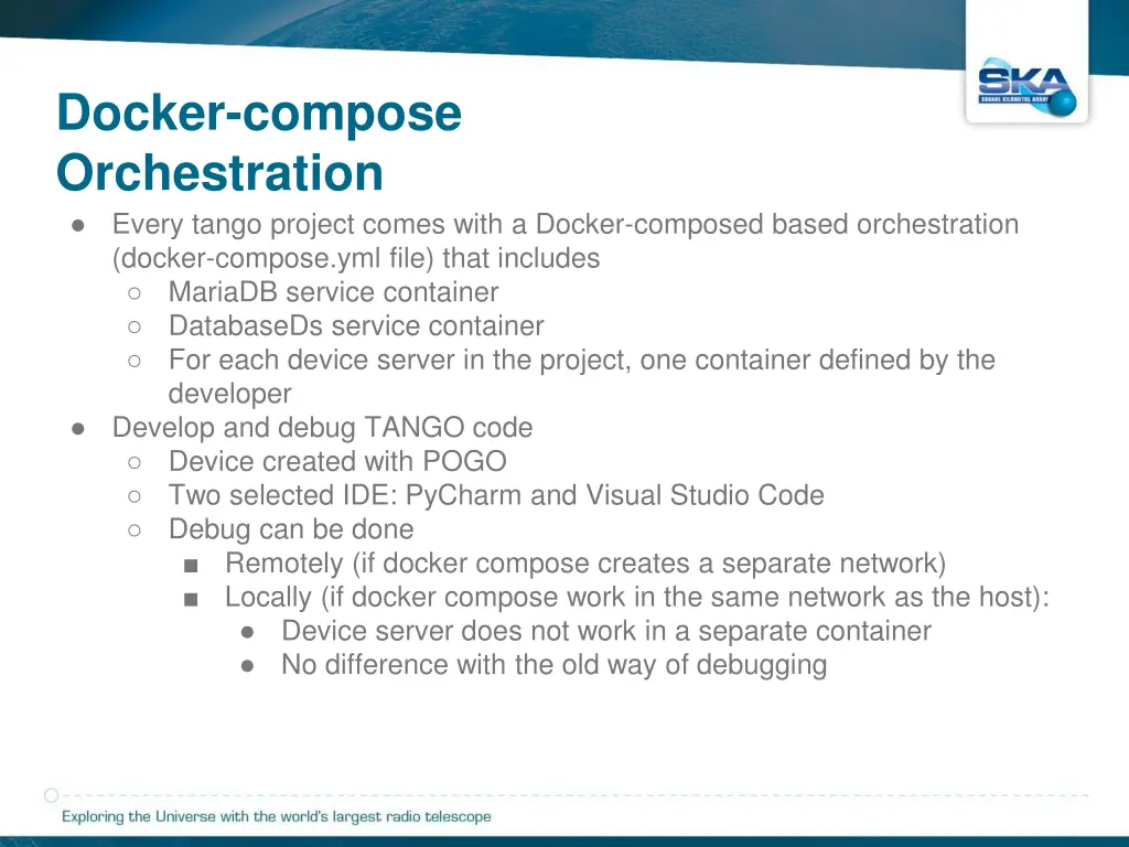 docker compose orchestration every tango project