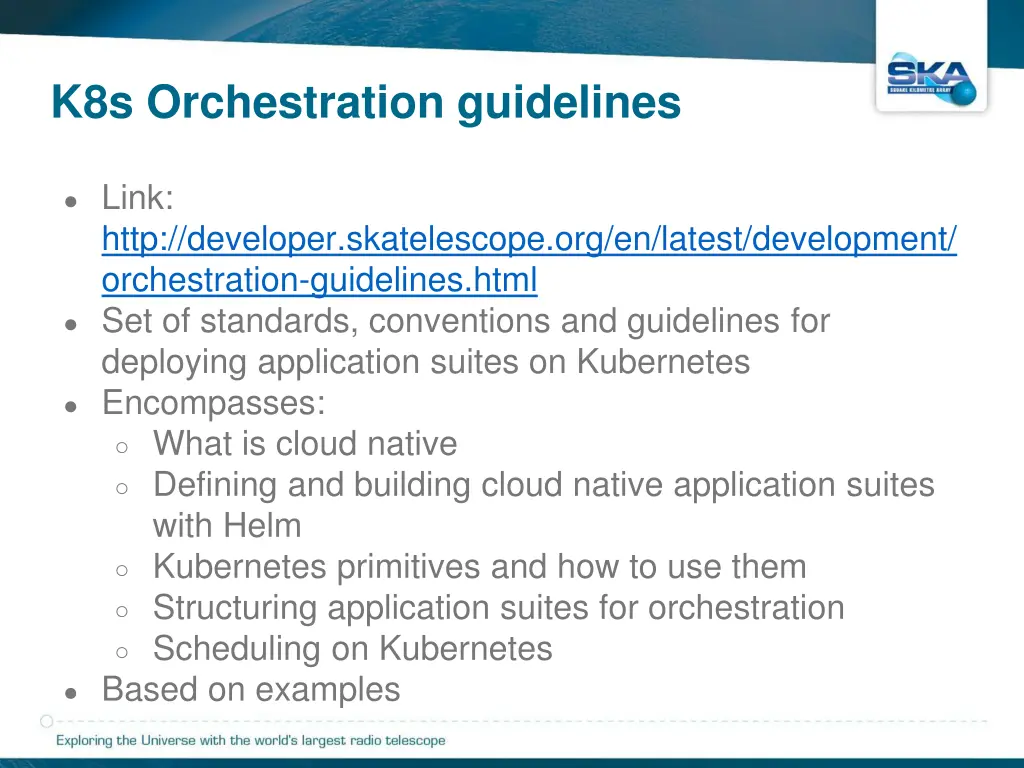 k8s orchestration guidelines