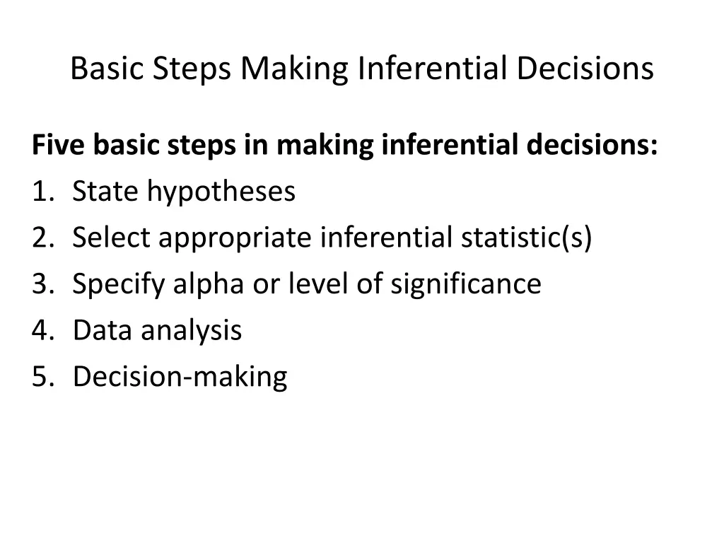 basic steps making inferential decisions