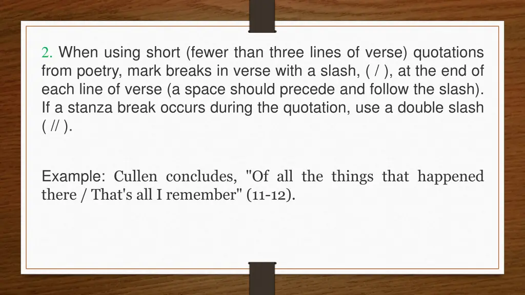 2 when using short fewer than three lines