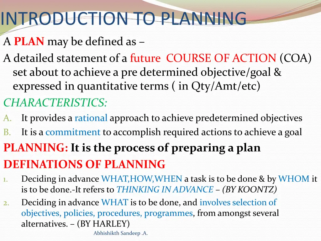 introduction to planning