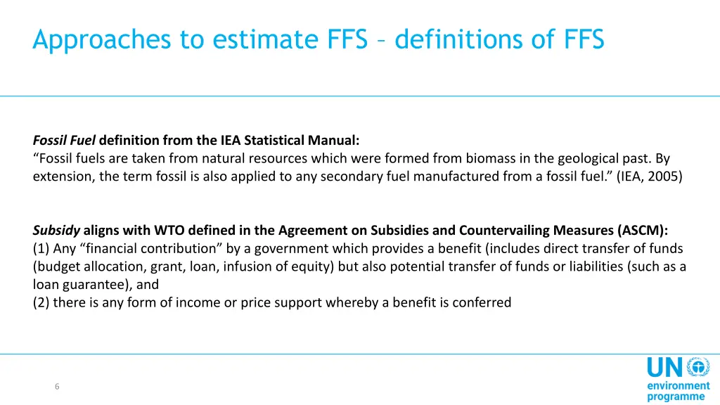 approaches to estimate ffs definitions of ffs