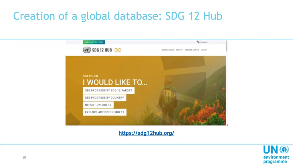 creation of a global database sdg 12 hub