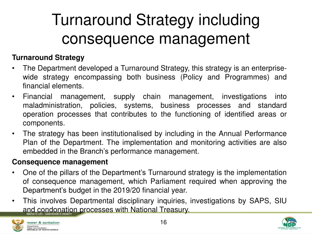 turnaround strategy including consequence