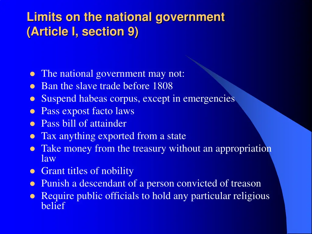 limits on the national government article