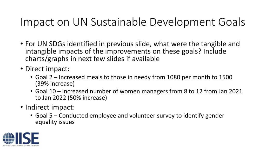 impact on un sustainable development goals 1