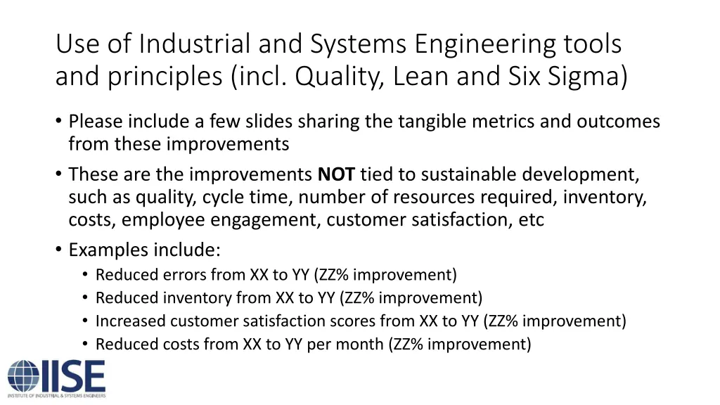 use of industrial and systems engineering tools 2