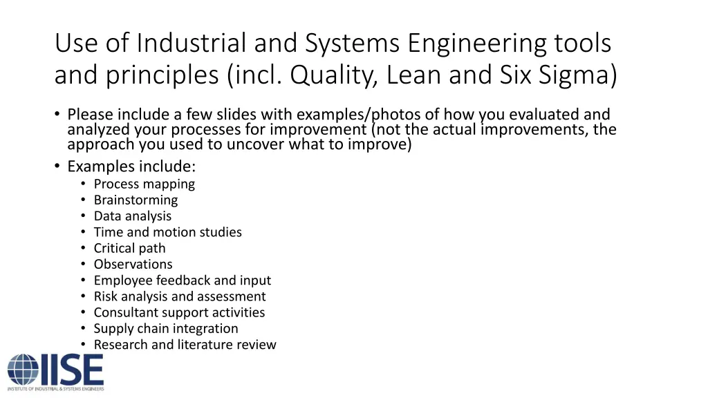 use of industrial and systems engineering tools